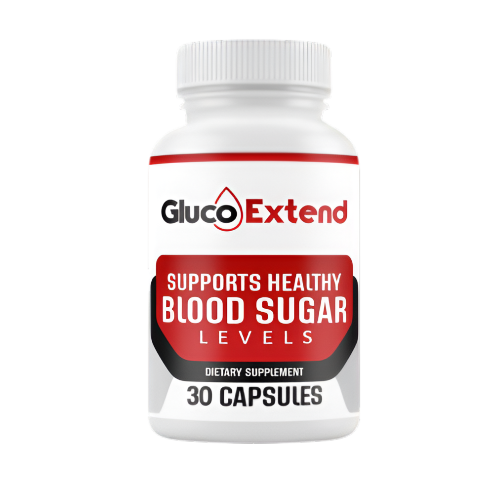 Gluco Extend supplement bottle — blood-sugar support, proprietary plant blend