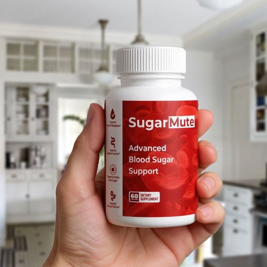SugarMute supplement bottle — blood-sugar support, fiber and probiotic blend